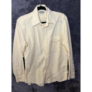 LL BEAN Mens Button Down Wrinkle Resistant Yellow 16-34 L